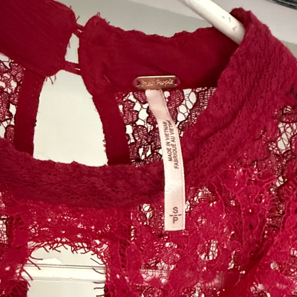 Free People Crimson Lace Blouse